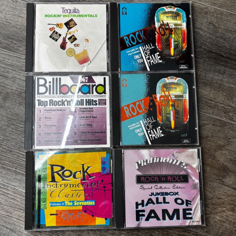Rock and Roll Compilation CD Lot of 6 Billboard Hits Instrumentals Hall of Fame
